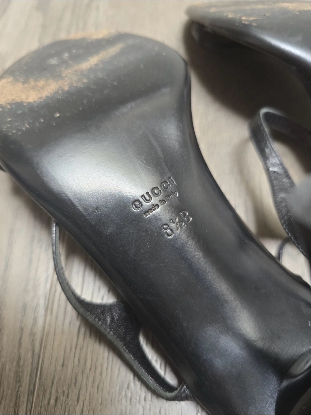 Vtg Gucci Black Leather Strappy Stiletto Sandals - Picture 8 of 9